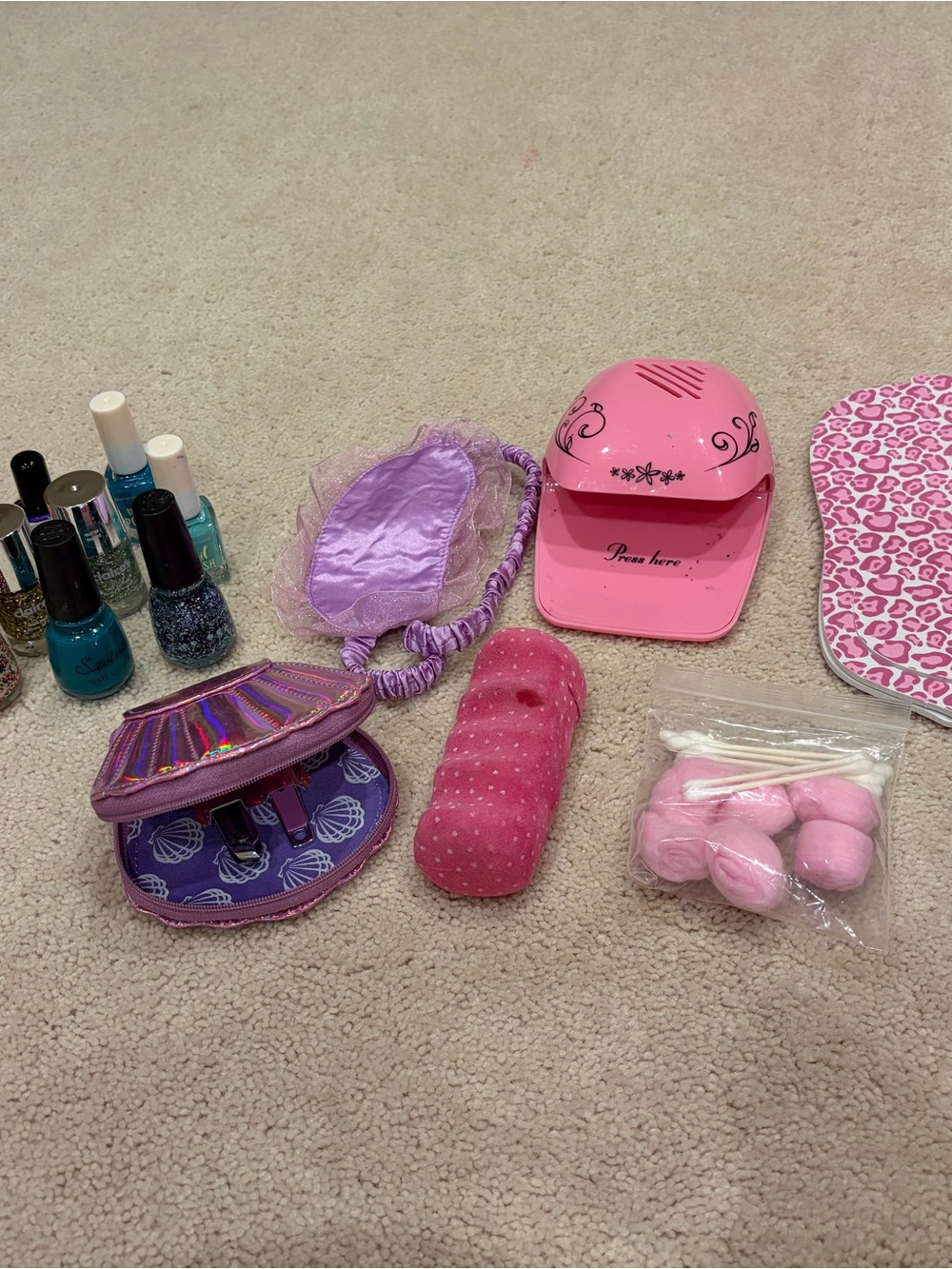 Kids Pink Nail Spa Playset with Accessories
